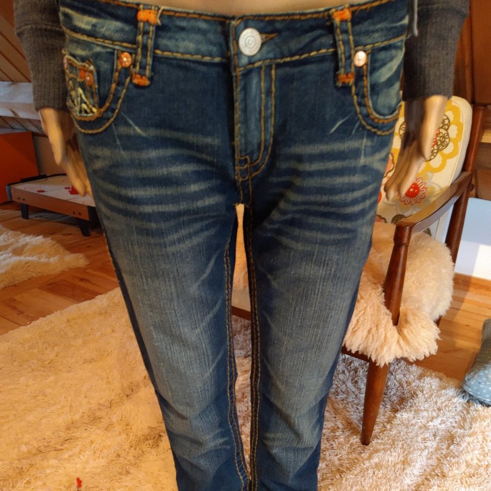 True Religion 32" Low-Rise Skinny Jeans